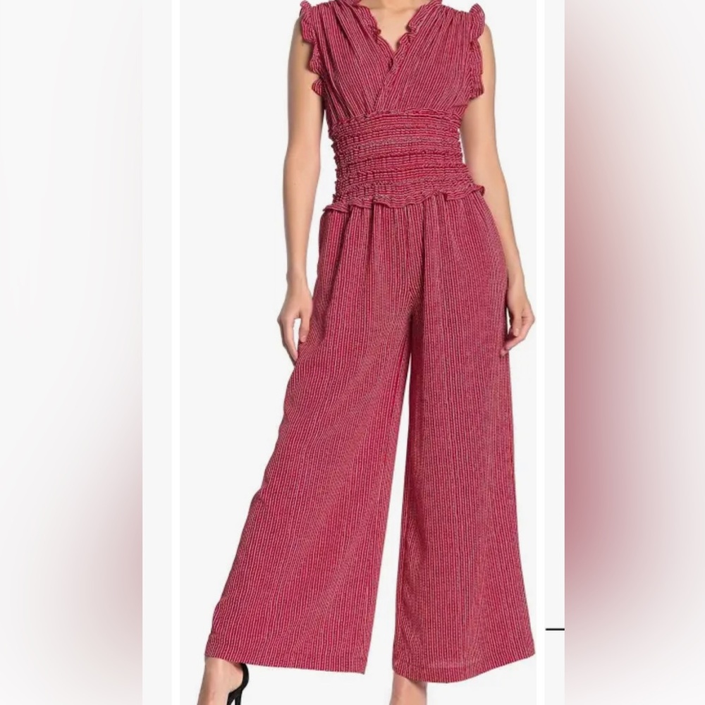 Max Studio v neck, wide leg jumpsuit